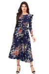 ILLI LONDON Women's A-LINE Maxi Dress (Medium, Blue-2)