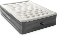 Intex 64095T TruAire Luxury Queen Sized Air Mattress 18 Inch Tall Airbed with Built-in Air Pump and Carrying Storage Bag, Gray