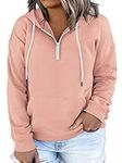 VISLILY Plus Size Sweaters for Women 3X Quarter Zip Pullover Fashion Hoodies Pink 24W