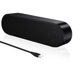 ZETIY USB Speaker Sound Bar, Laptop Speaker for PC, USB Portable Computer Speaker, Mini Soundbar, Small PC Speaker for Phone, Notebook, PC, Laptop, Desktop - Plug and Play （Black）