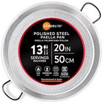 ZENDEU - Paella Pan 20 inch - Carbon Steel Paella Pan, Made in Spain - Polished Steel, 20 in - 50 cm (13 Servings) Cook your own Spanish Paella