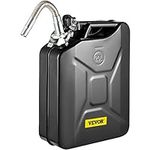 VEVOR Fuel Can, 5.3 Gallon / 20 L Portable Gas Can with Flexible Spout System, Rustproof ＆ Heat-resistant Steel Fuel Tank for Cars Trucks Equipment, Black