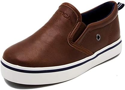 Nautica Kid's Akeley Youth Slip-On Casual Shoe Canvas Sneaker-Akeley-Brown Pu-13