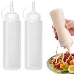 Abnaok 8oz Food Grade Plastic Squeeze Condiment Bottles with Cap for Sauce Bottle Seasoning Dispensers (2pcs)