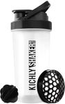 Kichly Pack of 1 Shaker Bottle with Blender Ball, 28-Ounce Protien Shaker Bottle BPA-Free Plastic Leak Proof Design for Protein Shakes (Clear/Black)