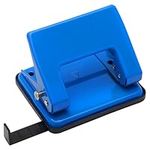 Belle Vous Extra Heavy Duty 2 Hole Punch in Blue - 70 Sheet Capacity - Distance Between Holes 7.5cm/3 Inches - Blue Desktop Hole Puncher with Lock Down Handle - Suitable for Home, Office & School