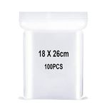 Resealable Clear Plastic Bags, Sealed Bag, Storage Bag, Press Seal Bags, Thickening and Durable, Apply to Kitchen, Office Supplies, Stationery Storage ect. 7.1x10.2"(18x26cm) 100PCS