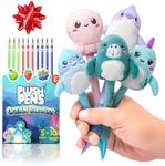 BUNMO Stocking Stuffers for Girls - Plush Pens 5 Pack - 10 Scented & Glittery Refills - Stocking Stuffers for Kids Teens Tweens - Fun Pens for Kids - Stuffed Animals for Girls Kawaii Stationery