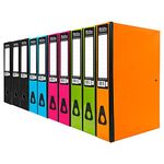 10 x Assorted Colour Pukka Foolscap Glossy Box Files with Document Clip & Push Lock School Work Office File Organiser