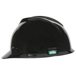 MSA 492559 V-Gard Cap Style Safety Hard Hat with Fas-Trac III Ratchet Suspension | Polyethylene Shell, Superior Impact Protection, Self Adjusting Crown Straps - Standard Size in Black