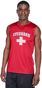 LIFEGUARD Officially Licensed Mens Performance Active Muscle Tank Moisture Wicking (XL) Red