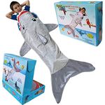 Shark Tail Animal Blanket for Boys. Soft Plush Shark Sleeping Bag Blanket for Kids. Blankie Fun Fin Gray Sleeping Bag. Snuggle Double-Sided Minky Fabric Throw. Warm and Cozy Gift for Boys Kids