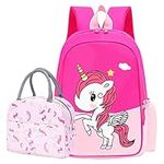 POWOFUN Kids Kindergarten Preschool Travel Unicorn Backpack Cute Cartoon Schoolbag Backpack Fit A4 With Lunch Bag