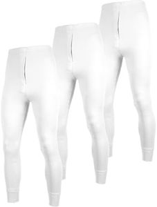 Andrew Scott Men's 3 Pack Premium Cotton Base Layer Long Thermal Underwear Pants, 3 Pack -White, XX-Large