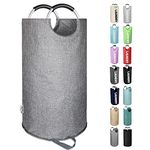 SweetMemo 115L Extra Large Laundry Basket Collapsible Laundry Hamper Clothes Baskets Washing Bin Foldable Hamper Bags (Linen-textured Gray XL)