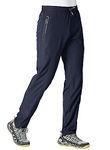 YSENTO Men's Joggers Pants Quick Dry Stretch Athletic Track Pants Zipper Pockets Dark Blue US L