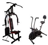 Zorex Hgz-1002 Home Gym Square Machine All In One Equipments For Men (Hgz-1002 With Zf-201 Air Bike) black