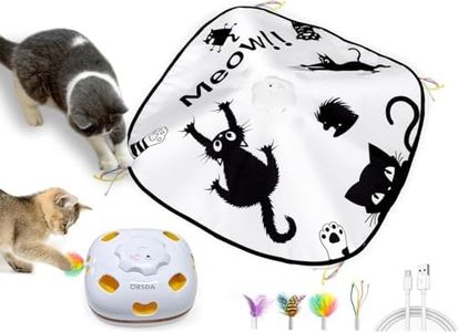 ORSDA Cat Toys Rechargeable, 4in 1 Interactive Automatic Indoor Cats Toy with 8 Holes Mice Whack-A-Mole, Hide and Seek Smart Motion Kitten Toys with 5Pcs DIY Replacement Refills