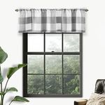 DriftAway Buffalo Check Woven Plaid Pattern Lined Blackout Thermal Insulated Energy Saving Rod Pocket Window Curtain Valance 52 Inch by 14 Inch Gray