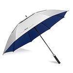 ZOMAKE 62 Inch Golf Umbrella UV Protection - Extra Large Golf Umbrellas Sun Protection Automatic Grand Parapluie de Golf Double Canopy Vented Windproof for Sun And Rain(Silver & Blue)