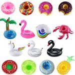 Inflatable Drink Holder, 15 Pack Drink Floats Inflatable Cup Holders Flamingo Coasters for Swimming Pool Party (Inflatable float-15pcs)