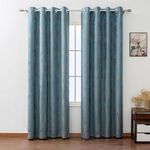 HOME LUXE Elegant Thick Jacquard Blackout Curtains Light Filtering High-end Grommet for Living Room/Bedroom (2 Panels) (Ocean Sapphire Color with Brown Pattern, 52" (W) x 63" (L))