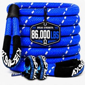AXSIPEIX Kinetic Recovery Rope Kit 1.5in x 30ft 86,000Lbs Offroad Tow Strap