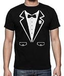 Tuxedo Funny Wedding Party Bow Tie Costume Premium Men's Shirt (Black, X-Large)