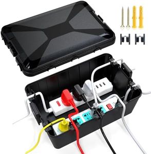 TOTUFY Large Outdoor Electrical Box Waterproof (12.9 x 8.3 x 5.2 inch), IP54 Weatherproof Extension Cord Cover with 7 Cable Seal Entry, Protect Power Strip, Timer Outlet Plug, Holiday Light, Black