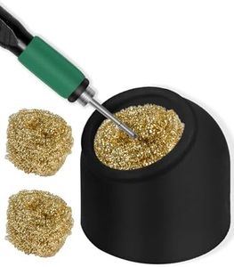 Kaisi Soldering Iron Tip Cleaner,Non-slip Silicone Holder Solder Brass Tip Cleaner Kit for Cleaning Soldering Stations,Soldering Irons Tips,With 3 solder sponge Brass Cleanr Balls (Black)