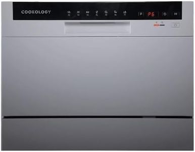 Cookology CTTD6WH Mini Counter Top Dishwasher in Silver - 6.5 Litre Capacity - Table Top - Compact Design - 6 Drying Settings - 7 Wash Cycles - ECO Friendly Mode