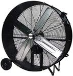 K Tool International 77742; 42” Belt Drive Drum Fan; Industrial Fan, Garage, Shop, High Speed 2-Speed, Durable, Cut-Off Protection, Easy Mobility Rubber Wheels; 1 Year Warranty, 14,800 Max CFM, Black