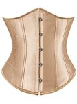 YILEEGOO Women's Corset Underbust Satin Lace Up Waist Cincher Shaper Bustier Top S-6XL (Khaki, 4XL)