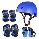 JBM Child & Adults Rider Series Protection Gear Set for Multi Sports Scooter, Skateboarding, Biking, Roller Skating, Protection for Beginner to Advanced, Helmet, Knee and Elbow Pads with Wrist Guards