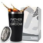 Father of the Groom Gifts Tumbler - Insulated Tumbler with Lid - Engraved Stainless Steel Tumbler - Engagement Announcement Party Decorations - Bridal Shower Gifts & Decorations - 16 oz Black