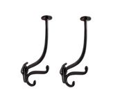 Growfynd Metal Craft Customs Helmet Hanger Powder Coated with Additional Hooks for Keys and Jacket Vertical Wall Mount Helmet Hook Black (Pack of 2, Helmet Stand 2)