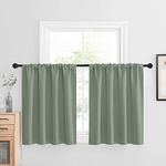 NICETOWN Short Window Treatment Tiers with Rod Pocket, Christmas Window Curtains Panels Room Darkening Thermal Insulated Valances, 2-Pack, W42 x L36, Greyish Green