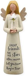 Friend Like Stars Angel with Flowers 2 x 5 Inch Resin Tabletop Figurine