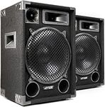 MAX SP12 12-Inch Passive DJ Speakers Pair, 1400W 3-Way DJ Speaker Set with Deep Bass, Integrated Handles & Stand Mounts Ideal for Mobile DJs, Discos, Events & Live Performances