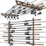 Rush Creek Creations B07M9FYX1P 2 in 1, 11 Fishing Rod/Pole Storage Wall/Ceiling Rack Barn Wood Finish - Convenient Easy Assembly, One Size