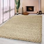 UETIAN Luxurious Shaggy Rugs Soft Extra Thick Area Rugs Heavy 5cm Dense Pile for Living Room Bedroom Hallway (Light Beige, 60 x 110cm)