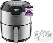 T-fal Easy Fry Air fryer, 4.4 Quart/4.2L XL Capacity, Shake Reminder, Stainless Steel Finish, Bonus Rack included, 8 preset modes fries cutlet shrimp cake pizza fish grill and roast
