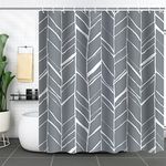 WELTRXE Shower Curtain, Bathroom Curtain with 12 Hooks, Waterproof Polyester Fabric Bathtub Curtain, Weighted Hem, Washable, Quick Dry, Mildew & Mold Resistant, Bathroom Bath Decor, 183x183cm, Grey