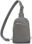 INICAT RFID Blocking Small Crossbody Sling Bags Chest bag for Women 1.9 Liter(Genuine Leather Grey