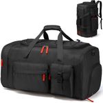 Lyweem Large Duffle Bag Backpack for Travel, 75L Heavy Duty Gym Duffel Bag for Men Women with Shoes Compartment, Sports Holdall Backpack for Weekend Overnight Traveling, Black