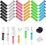 36 PCS Cable Protectors for iPhone iPad Charger End Cord Savers with 2 Desk Cable Clips, VIWIEU Spiral USB Wire Protector for Headphone MacBook Laptop Earphone Cell Phone Cute Cable Wrap Accessories