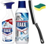 Complete Limescale Removing Bundle including Original Limescale Remover Spray 500ml, Original Limescale Remover Cleaning Liquid Bottle 500ml, Crevice Cleaning Brush, and Scrub Sponge