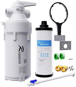 Risewin 3-Stage Whole House Water Filter System with 4-Way Valve for No-Water-Shutoff, 8 GPM 1" NPT, Military-Grade Filter Housing for Well Water, RV, Commercial, and Large Home