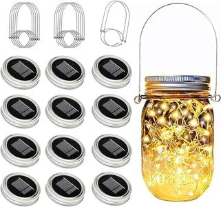 Solar Mason Jar Lights, 12 Pack 30 Led String Fairy Star Firefly Jar Lids Lights, (Jars Not Included), Best for Mason Jar Decor,Great Outdoor Lawn Decor for Patio Garden, Yard and Lawn.