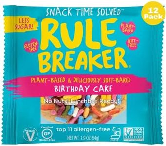 Rule Breaker Vegan & Gluten Free Cookies | Birthday Cake | Plant-Based, Nut-Free, Top 11 Allergen-Free | Great for School, Office | Soft-Baked, Individually Wrapped (Pack of 12)